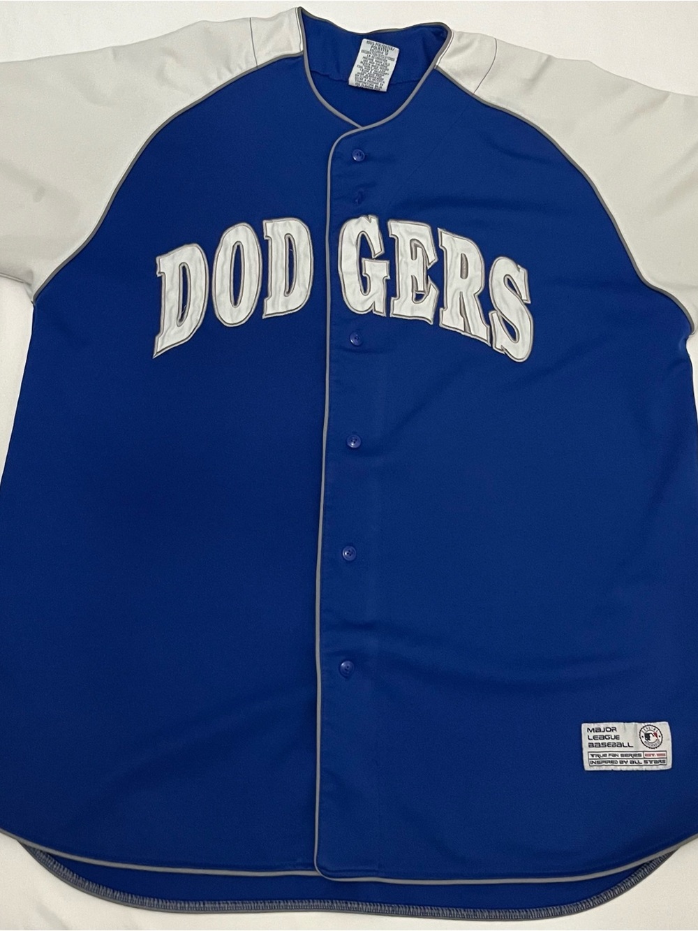 Vintage LA Dodgers True Fan Baseball Jersey Blue Gray Men's XL Y2K MLB
